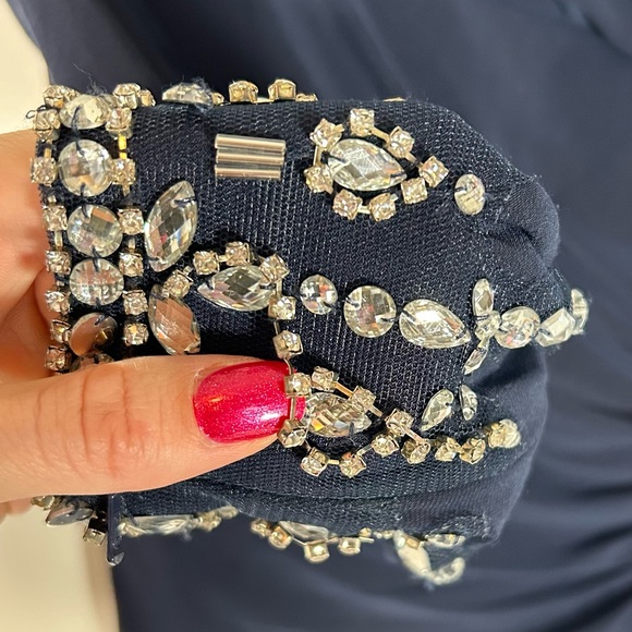 MAC DUGGAL Off The Shoulder Long Sleeve Jersey Jeweled Cuff Gown - Picture 15 of 16